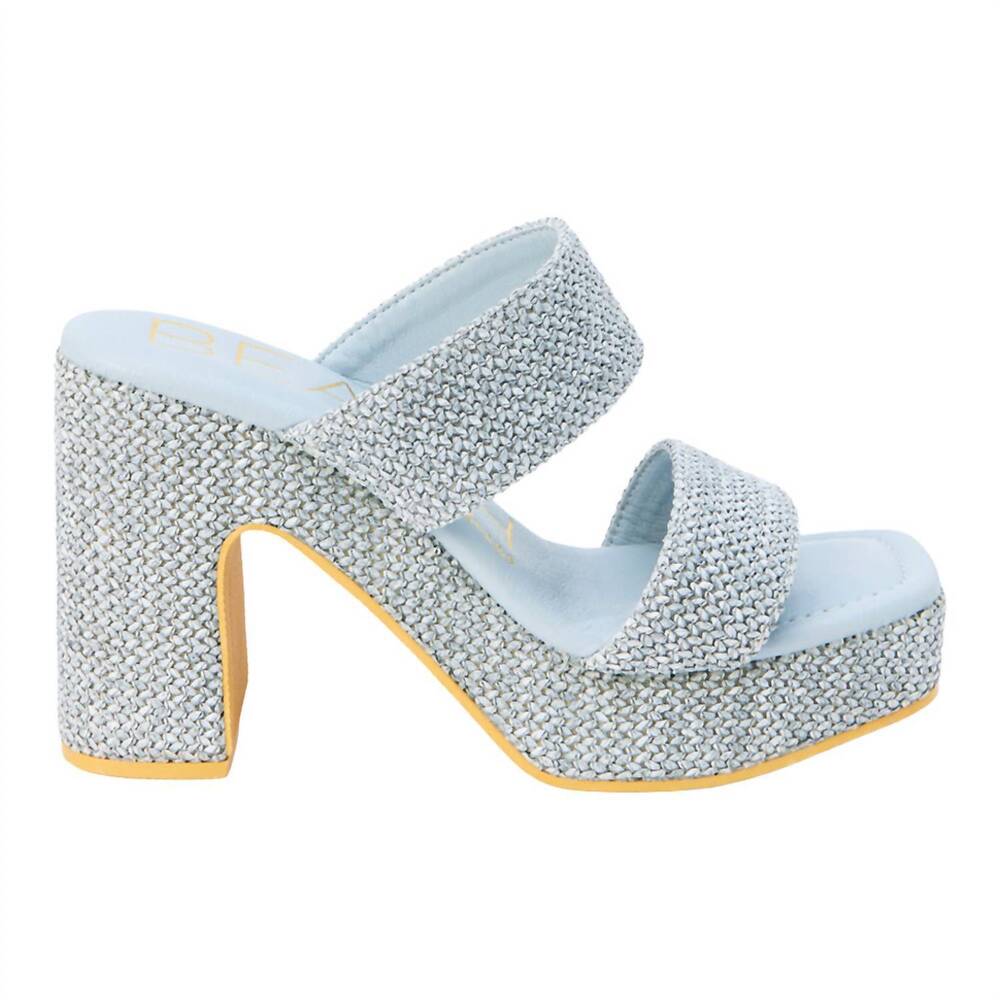 New! Light Blue Platform Block Heel Sandals - Women